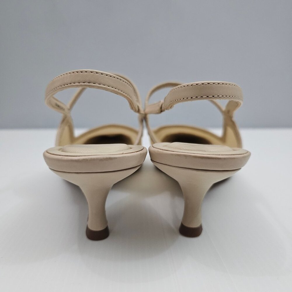 Vince Venice Slingback Kitten Heel Sandal Womens 9 Birch Sand Mesh Leather - Picture 9 of 15